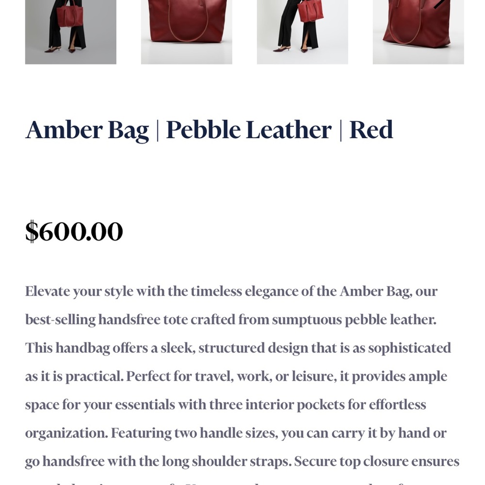 MILA tote in red pebbled leather - Picture 2 of 6